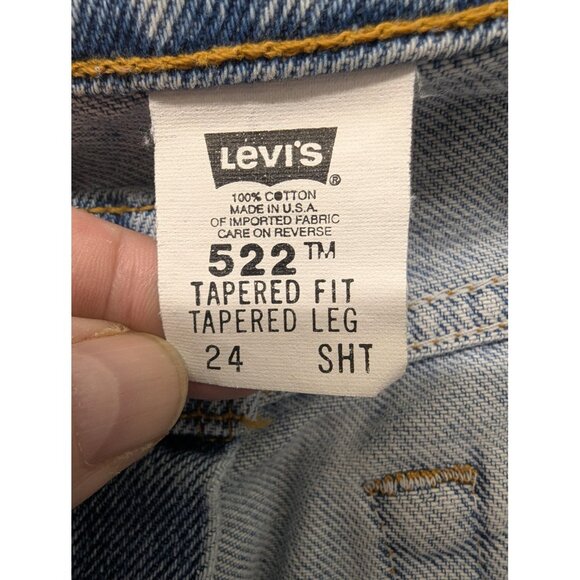 VINTAGE Levi's 522 Jeans Womens 24 Short Light Wash Tapered High Rise USA 90s - Picture 13 of 15
